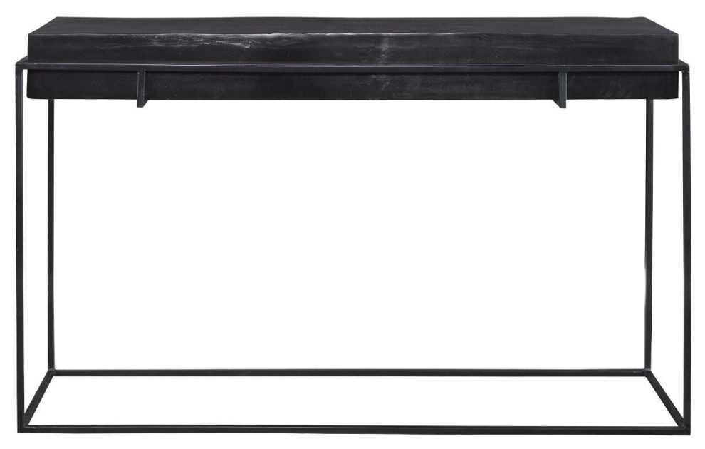 Uttermost Telone Modern Black Console Table   Industrial   Console Tables   by Hudson Home Decor  Houzz