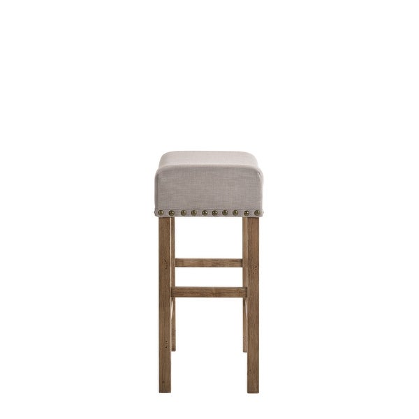 Martha II Set of 2 Wood Counter Height Stool with Cushioned Seat