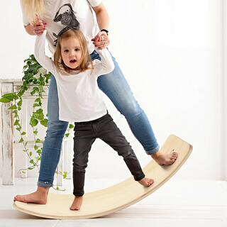 Costway 35 in. Wooden Wobble Balance Board Kids Rocker Yoga Curvy Board Toy with Felt Layer SP37303NA