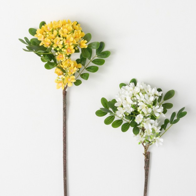 Sullivans Artificial Sunny Bright Flowering Stems Set Of 2， 22