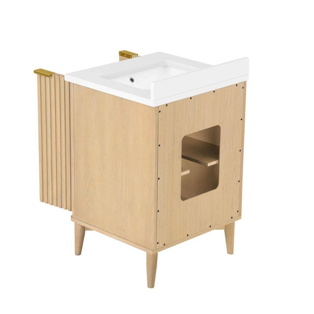 OVE Decors Gabi 24 in. W x 22 in. D x 34.5 in. H Bath Vanity in Rustic Ash with White Engineered Marble Top 15VVA-BERK24-17