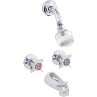 EZ-FLO Basic-N-Brass Collection Compression 2-Handle 2-Spray Tub and Shower Faucet Set in Chrome (Valve Included) 10491N