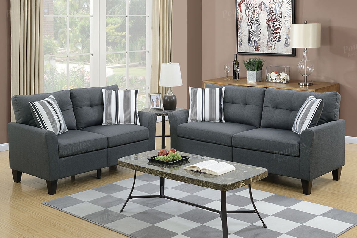 Simple Relax Sofa and Loveseat, Charcoal