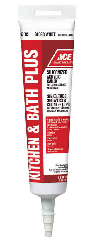 Ace White Siliconized Acrylic Kitchen and Bath Adhesive Caulk 5.5 oz