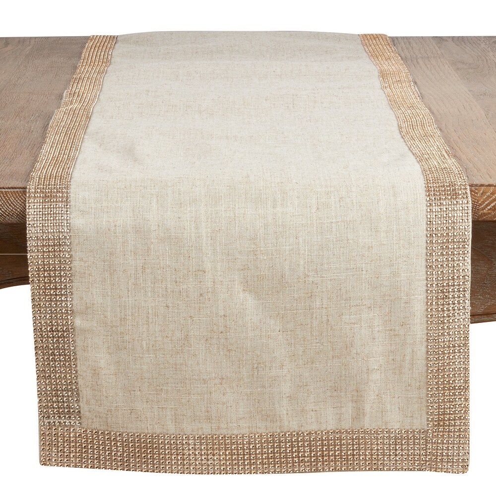 Linen Blend Runner With Studded Borders