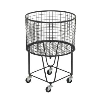 CosmoLiving by Cosmopolitan Black Deep Set Metal Mesh Laundry Basket Storage Cart with Wheels 29034