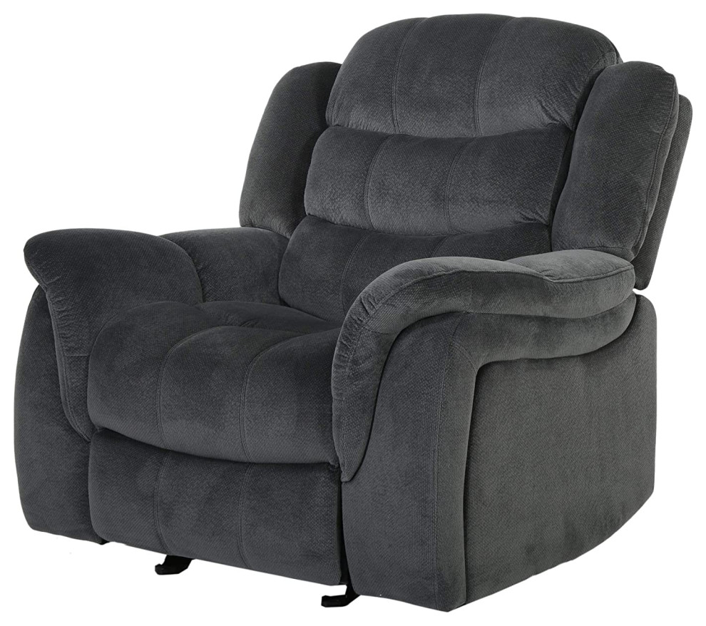 Contemporary Glider Recliner Chair  Tufted Cushioned Seat and Back  Steel   Transitional   Recliner Chairs   by Declusia  Houzz