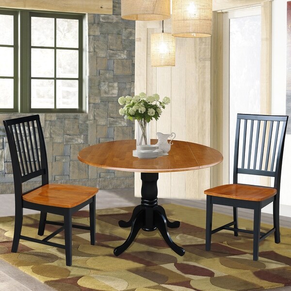 42 in. Drop Leaf Dining Table with 2 Slat Back Chairs - 3 Piece Set