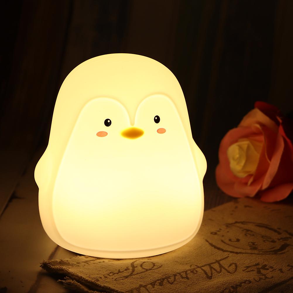 Silicone Colorful Cute Penguin Usb Charging Led Night Light Lamp For Bedroom Bedsidewhite