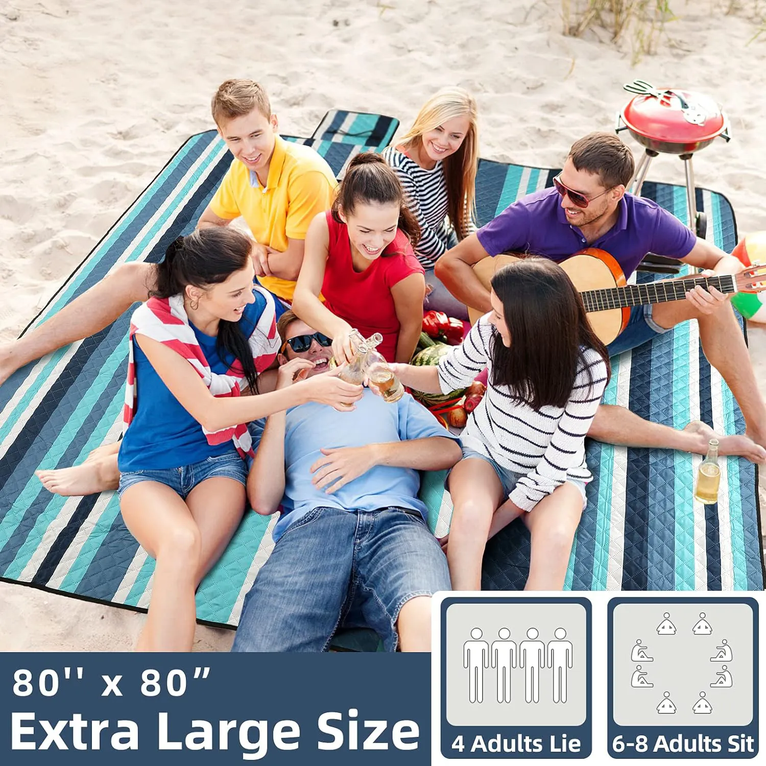 80''x80'' Extra Large Picnic Blankets Beach Blanket Outdoor Mat for Camping