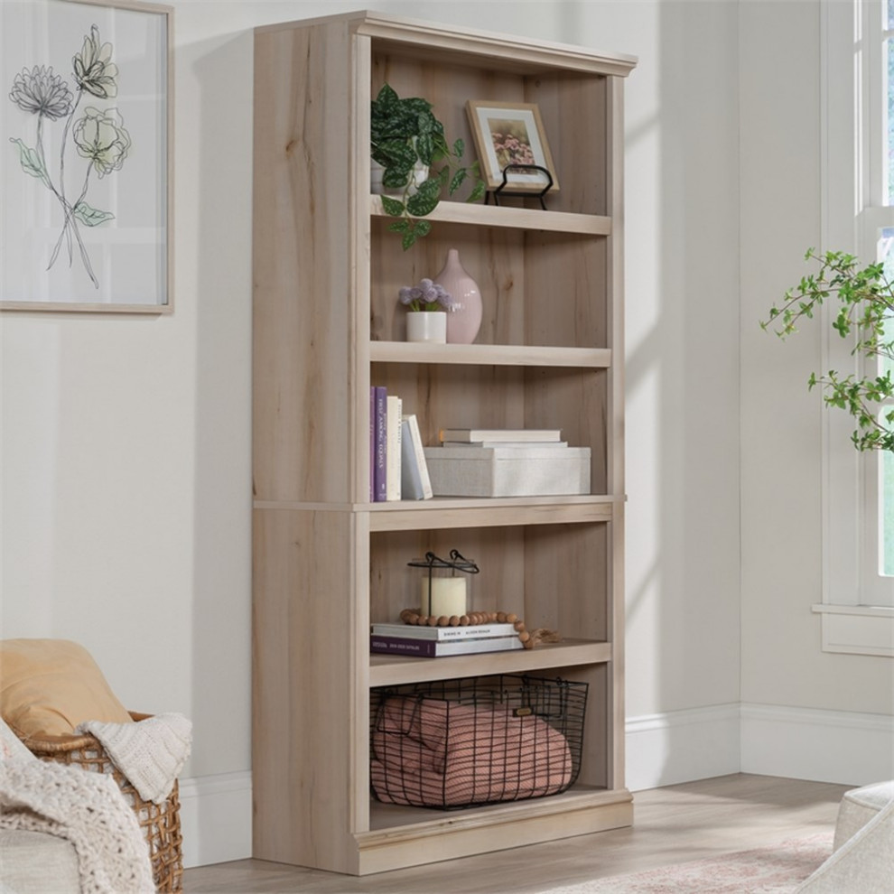 Pemberly Row Engineered Wood 5 Shelf Bookcase in Pacific Maple   Farmhouse   Bookcases   by Homesquare  Houzz