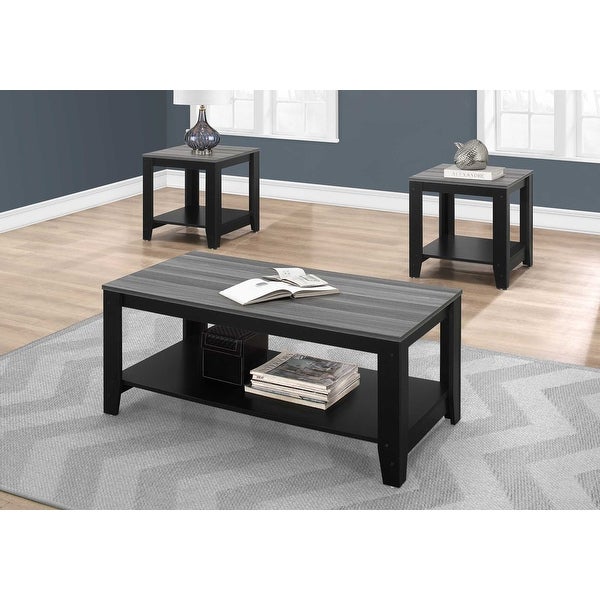 HomeRoots Black Grey Top Table Set 3Pcs Set - 42 x 20.5 x 17