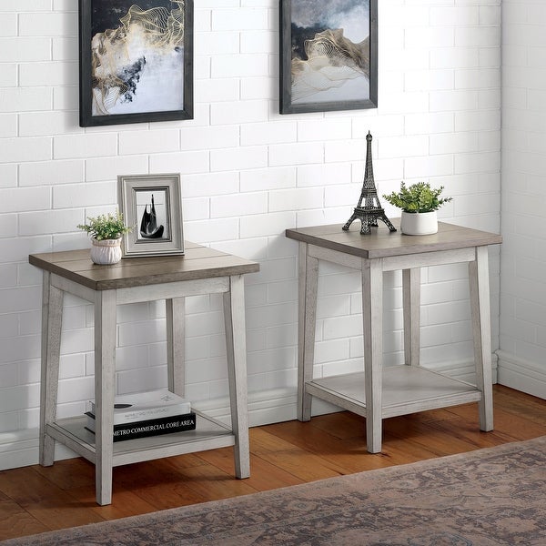 Furniture of America Lanningham Rustic 20-inch 1-shelf Side Table (Set of 2)