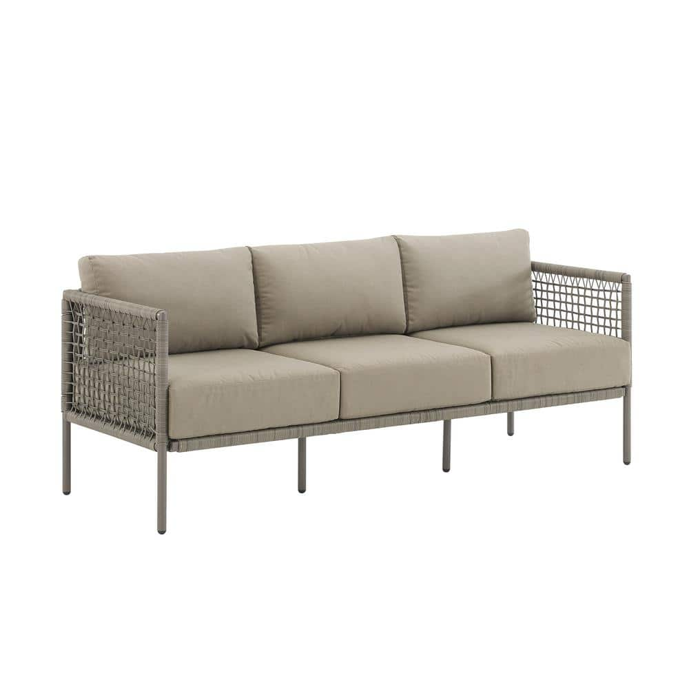 CROSLEY FURNITURE Cali Bay Light Brown Wicker Outdoor Couch with Taupe Cushions KO70270LB-TE