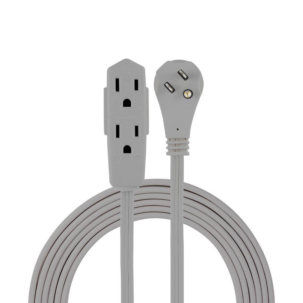 GE 15 ft. 3-Outlet Grounded Office Cord with Right Angle Plug Gray 43026