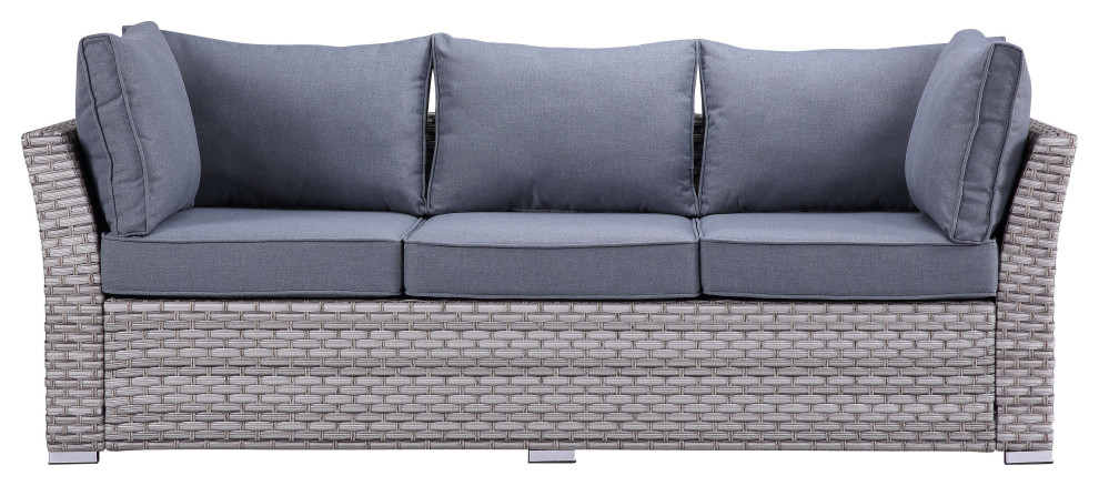 ACME Laurance Patio Sectional  ampCocktail Table in Gray Fabric Finish   Tropical   Outdoor Lounge Sets   by Acme Furniture  Houzz