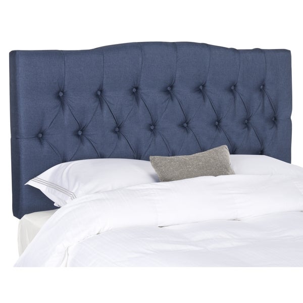 SAFAVIEH Axel Navy Linen Upholstered Tufted Headboard (Queen) - - 11926590