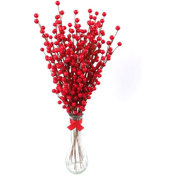 Floral Home 19 Red Holly Berry Stem Picks 12 Branchs 35 Berries