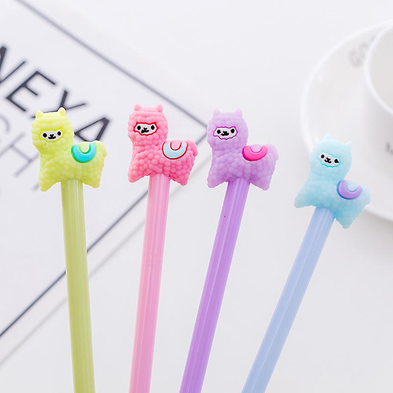 Animal Llama Sheep Alpaca Gel Pens Set Fashion Cute Colorful Kawaii Lovely Gel Ball Pens Office School Stationery Pen(5pcs)