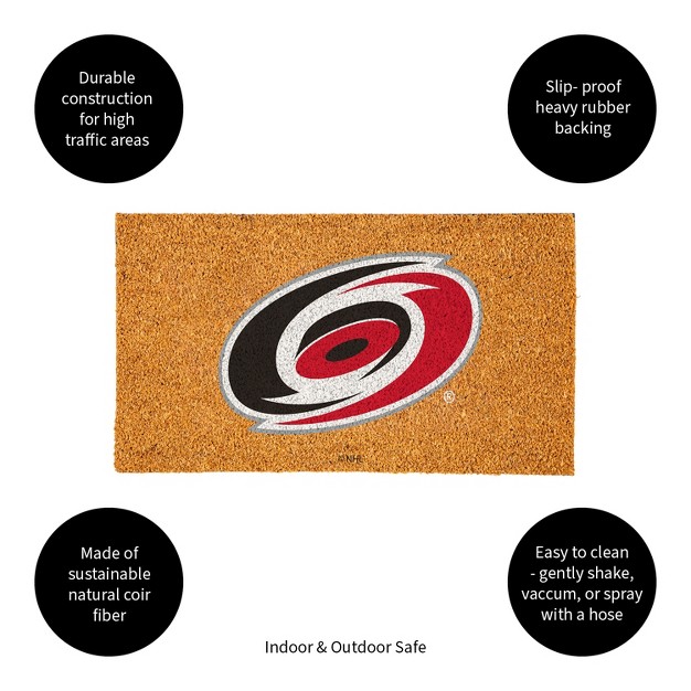 Evergreennhlcarolina Hurricanes Logo Natural Coir 28 X 16 Inches Indoor Outdoor Doormat