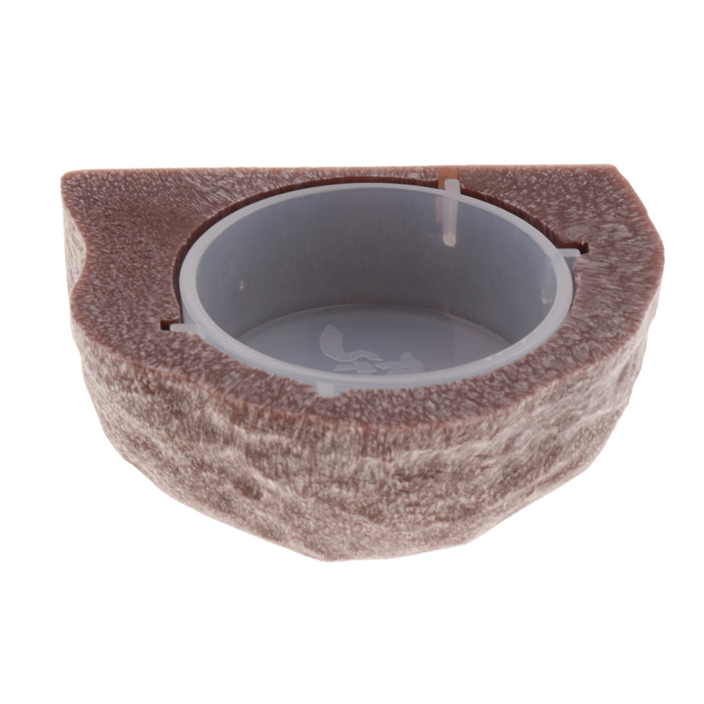 Reptile Feeder Food Holder Cup Gecko Natural Ledge - Brown