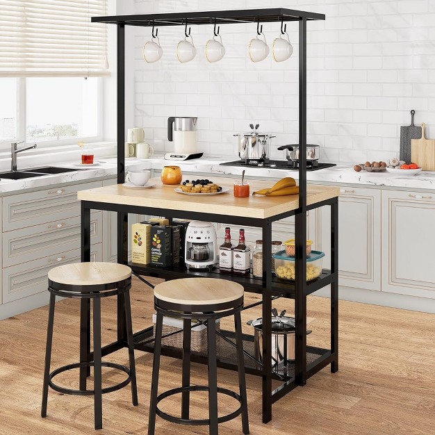 Trinity Kitchen Island With Storage Bakers Rack 3 Tier Microwave Stand Oven Shelf large Coffee Bar Table For Kitchen Dining Room Living Room