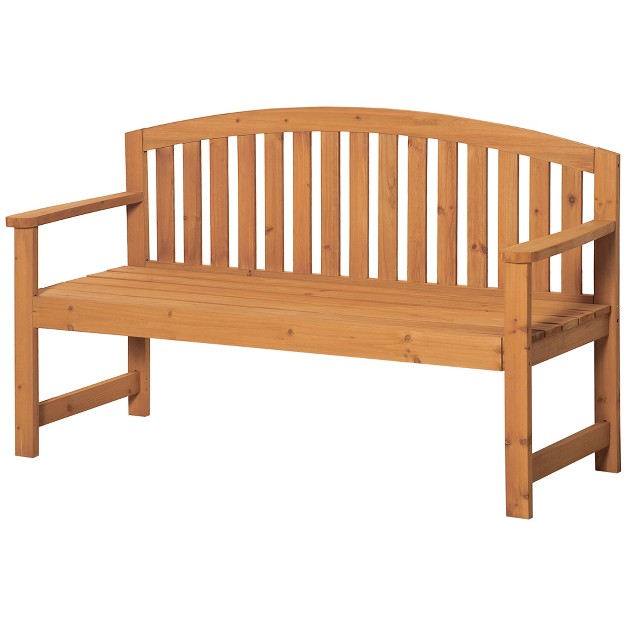 Wooden Garden Bench 2 Seater Outdoor Patio Seat With Slatted Design For Deck Porch Or Garden Natural