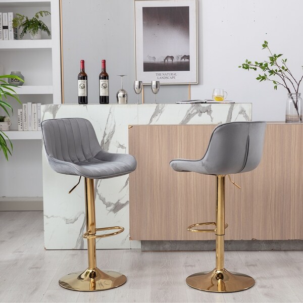 Swivel Height Adjustable Simple Style Bar Stools，Set of 2