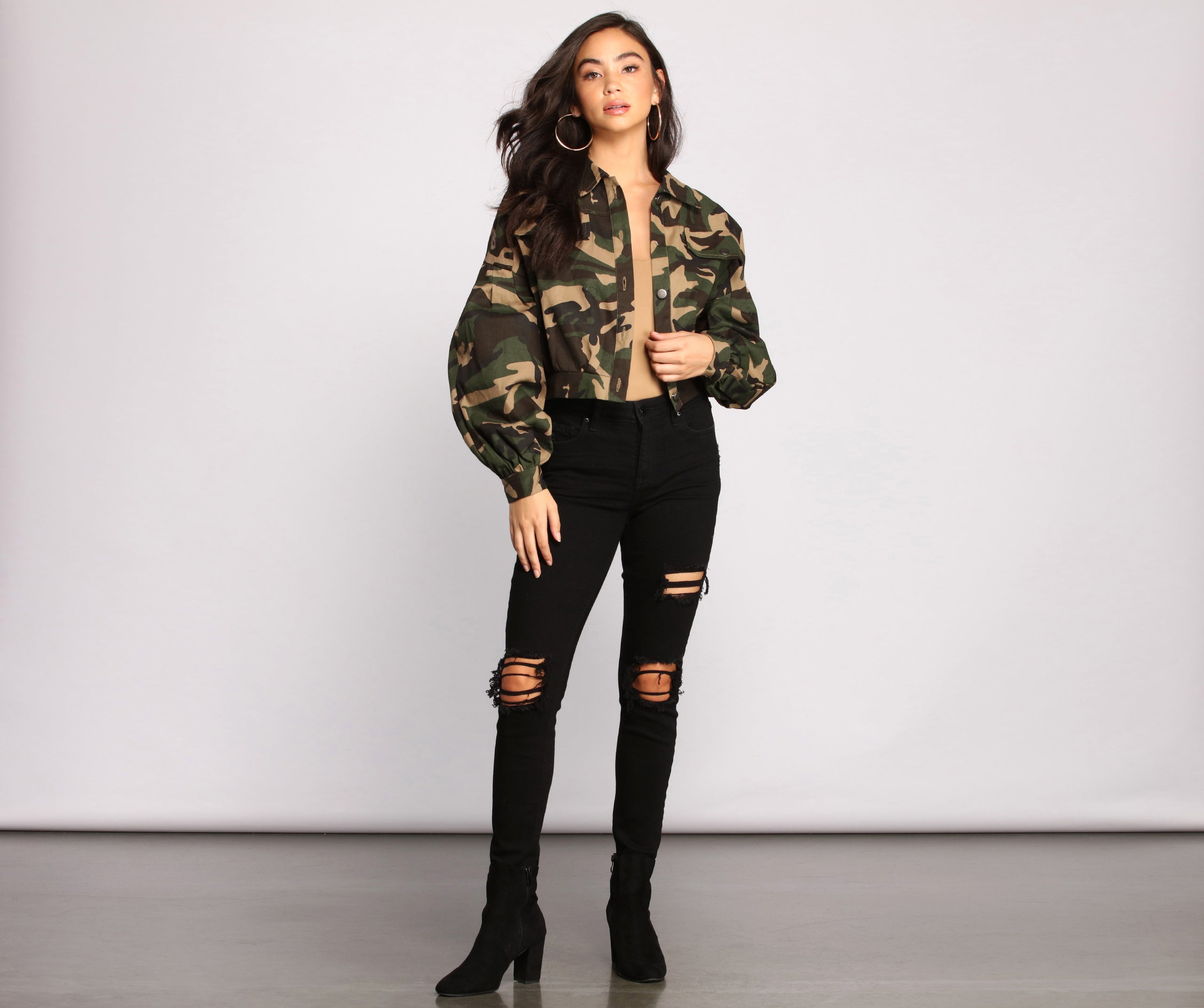 Camo Cutie Button-Front Jacket