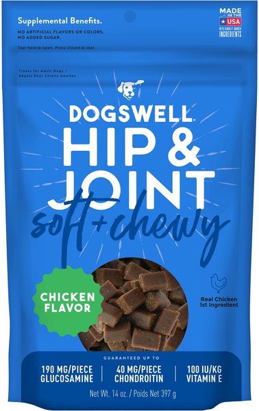 Dogswell Hip and Joint Chicken Soft and Chewy Dog Treats， 14-oz bag