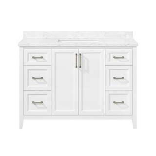 Home Decorators Collection Madsen 48 in. W x 22 in. D x 34.5 in. H Bath Vanity in White with White Cultured Marble Top Madsen 48W