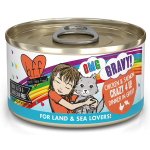 BFF OMG Chicken and Salmon Crazy 4 U Dinner in Gravy Wet Cat Food 2.8oz