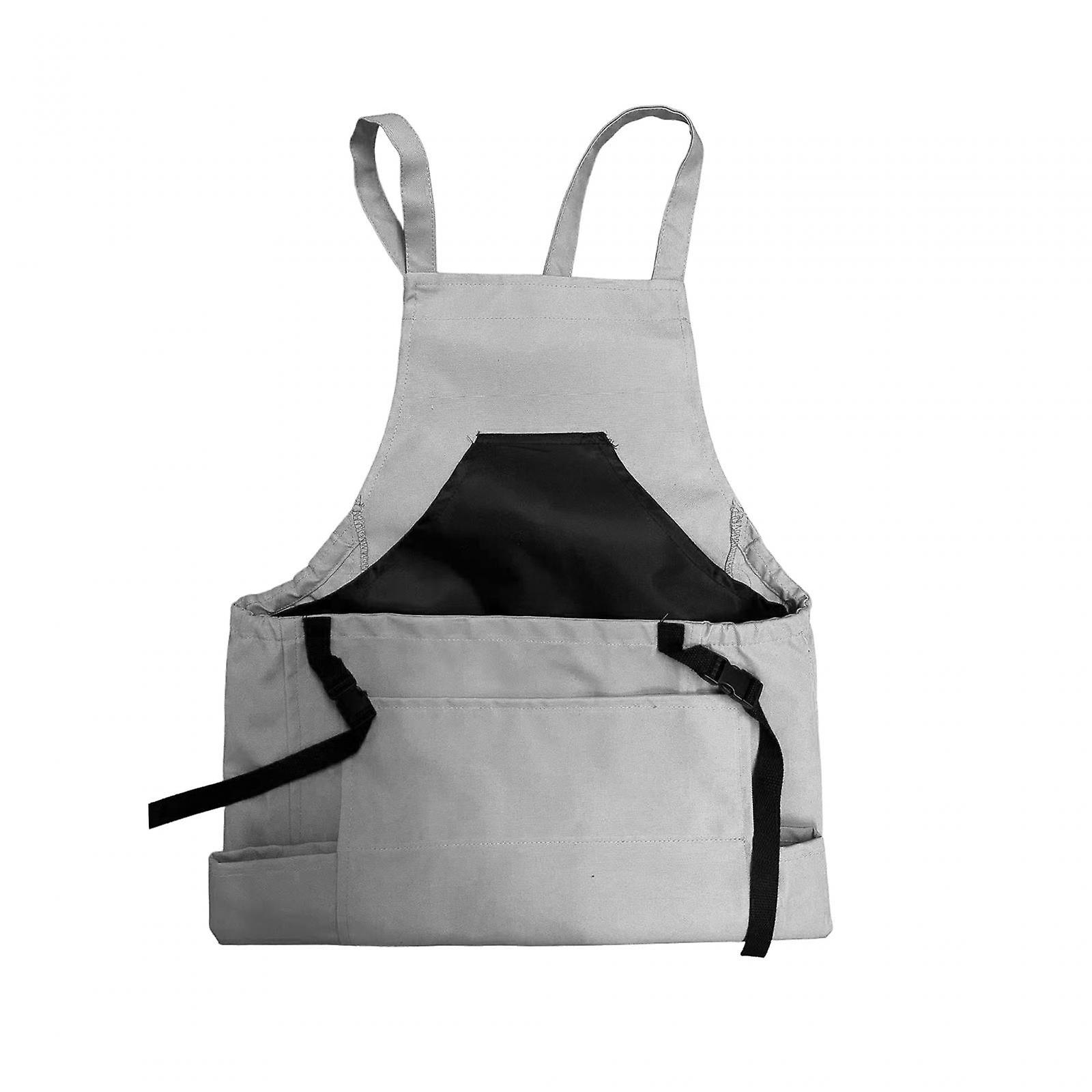 Garden Apron Canvas Fruit Picking Bag Sturdy Multipurpose For Home Gardeners Grey