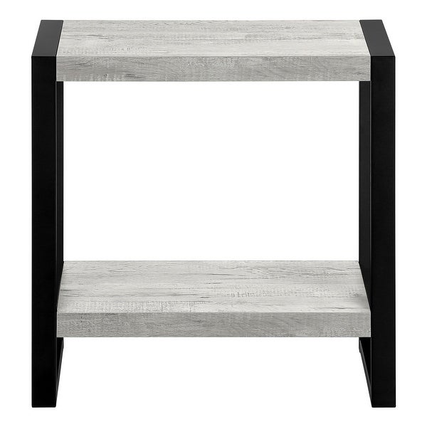 Modern Accent Table - Black Reclaimed Wood-Look / Black Metal - 23.75