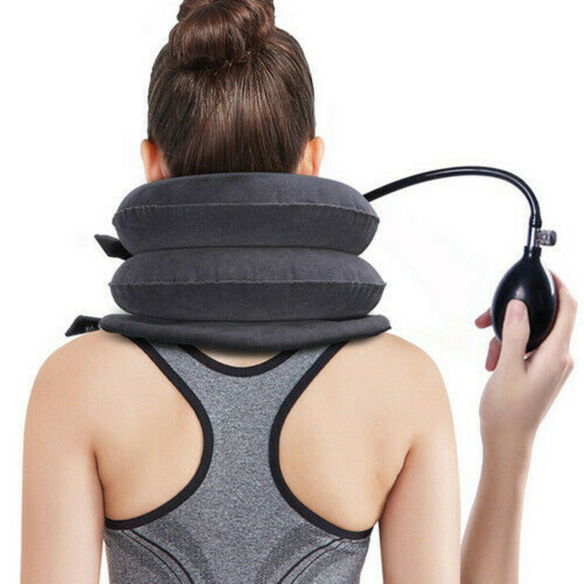 GuliriFei Air Neck Inflatable Pillow Cervical Shoulder Traction Support Brace Trip Device