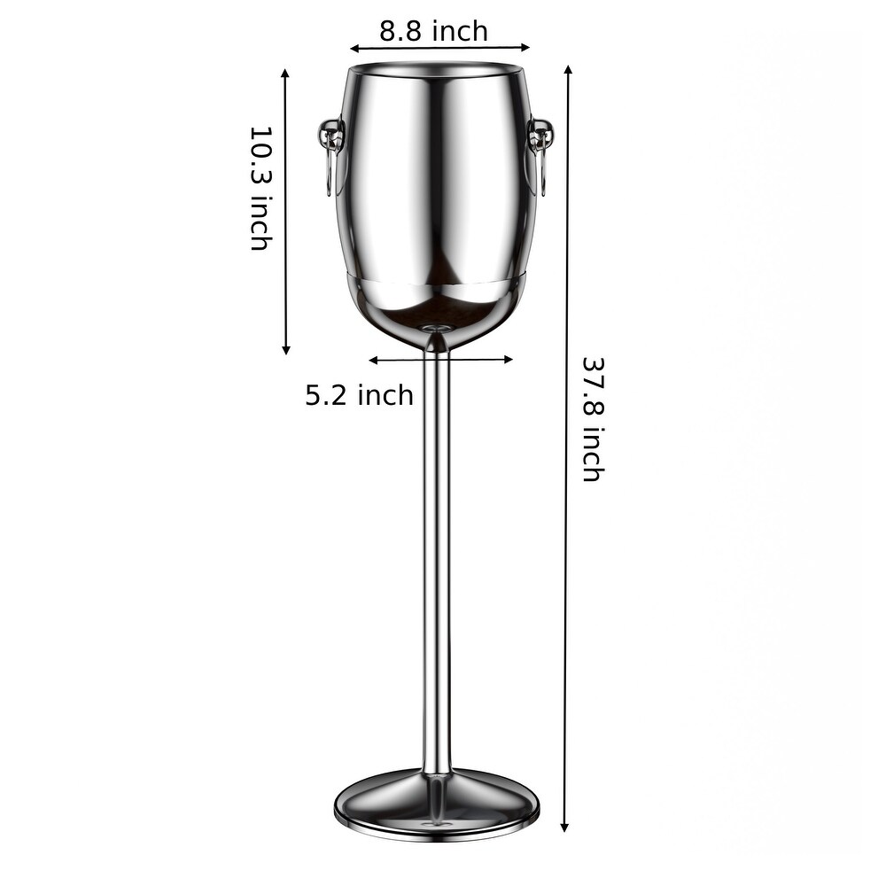 Stainless Steel Traditional Ice Bucket w/ Stand Wine Holder   10.2\