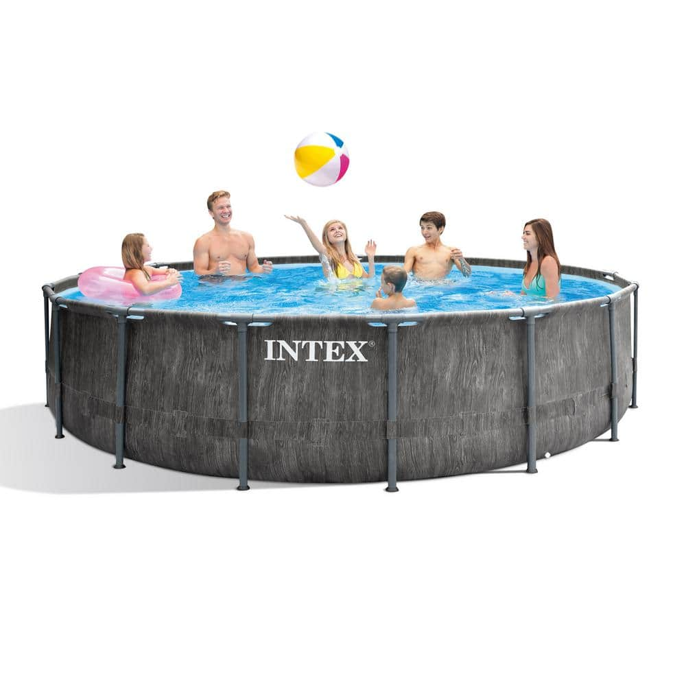 INTEX 15 ft. Round 48 in. Deep Prism Steel Frame Pool Set with Cover, Ladder, & Pump 26741EH