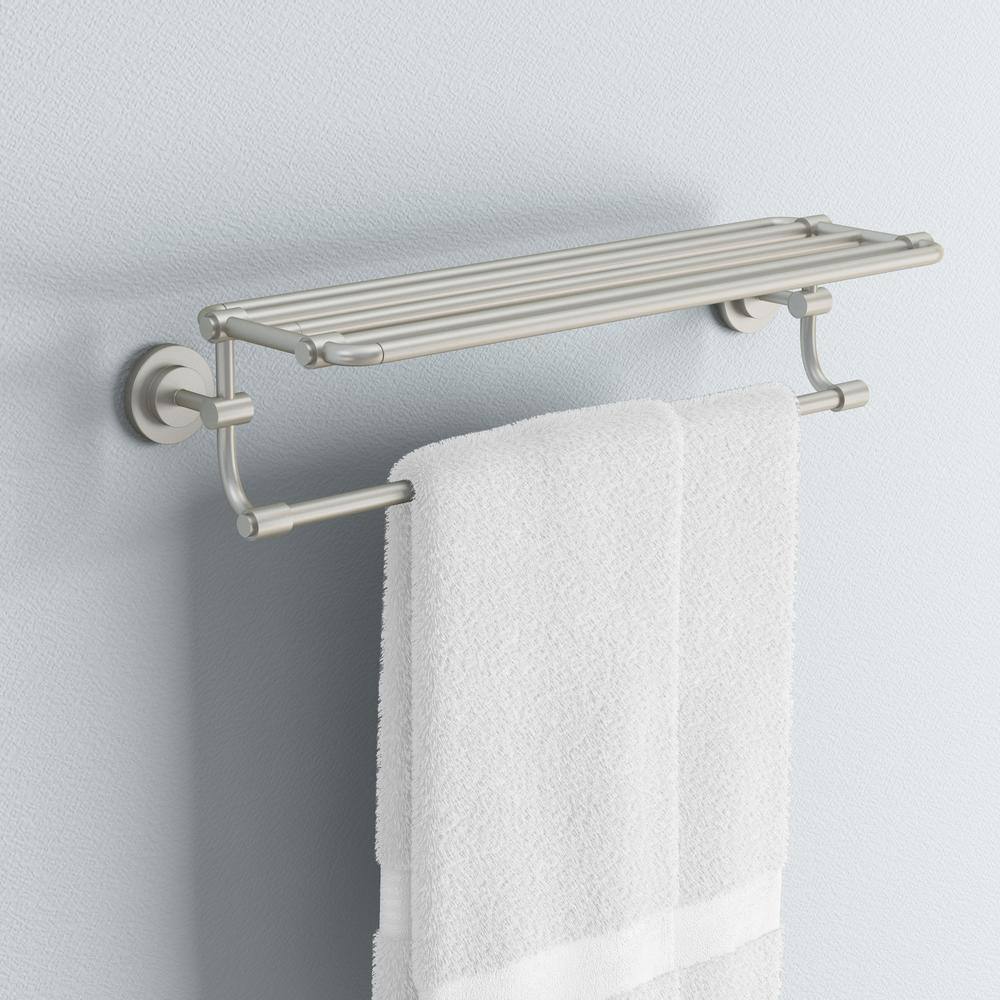 MOEN ISO 10-710 in. L x 6-925 in. H x 26-1920 in. W Zinc Hotel-Style Bathroom Shelf in Brushed Nickel DN0794BN