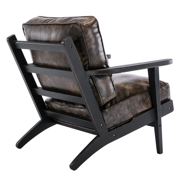 PU Leather Armchair with Removable Cushion