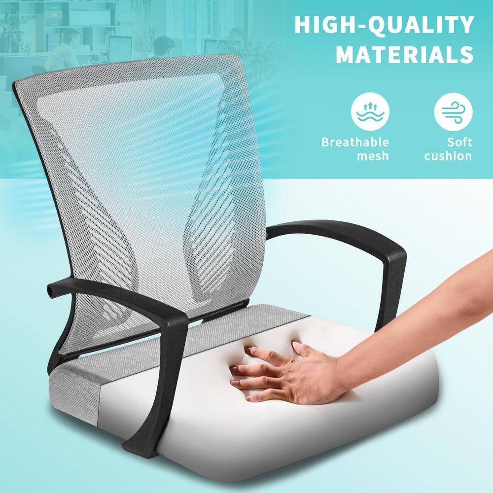 LACOO Office Gray Mid Back Swivel Lumbar Support Desk, Computer Ergonomic Mesh Chair with Armrest T-OCNC7504