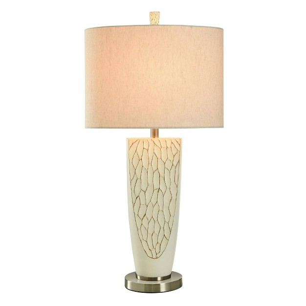 Bouleau Rustic Table Lamp Brown Cream Crackle Finish Stylecraft