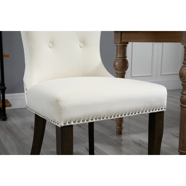 Dining Chair Tufted Armless Chair Upholstered Accent Chair， Set of 2， Cream