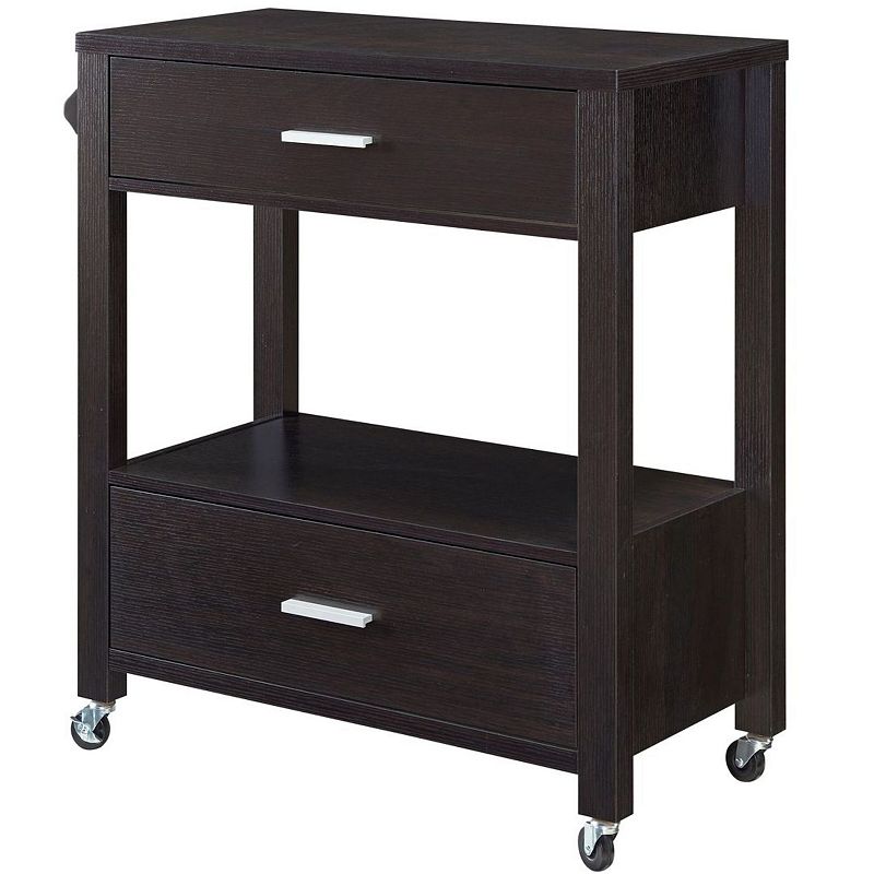 FC Design 4 Wheel Kitchen Cart with 2 Drawers and 2 Tier Display and Storage Unit