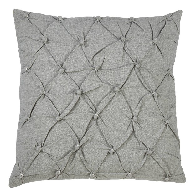 Down Filled Pin tucked Square Throw Pillow Gray Saro Lifestyle