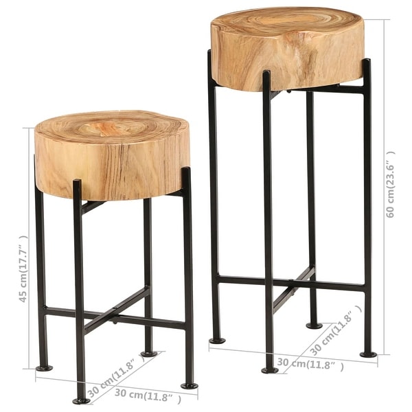 vidaXL Side Table Set 2 Pieces Solid Acacia Wood - 11.8