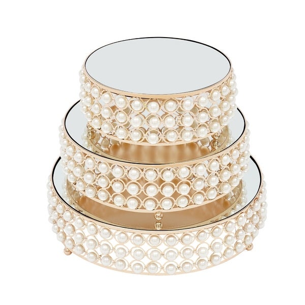 3-Piece Set Gold Cake Stands Round Dessert Display Plates