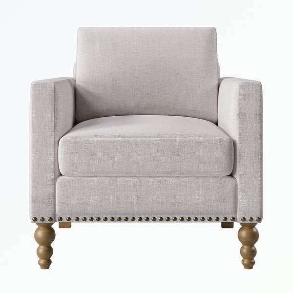 Linen Armchair Accent Chair with Wooden Legs