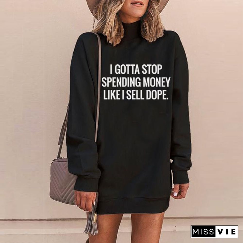 Funny Printed Long Sleeve T-Shirt Dresses