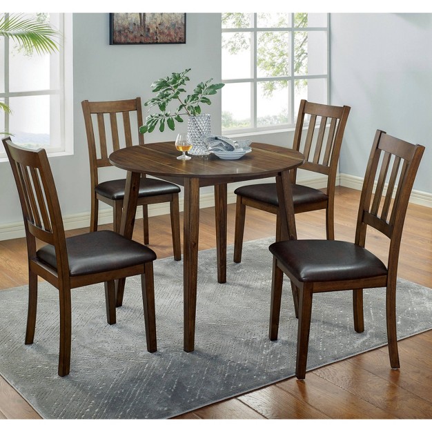 5pc Hedgecrow Padded Seat Round Dining Table Set Dark Brown Homes Inside Out