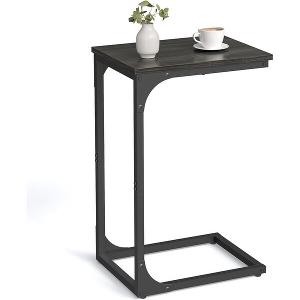 CShaped End Table，Small Side Table with Metal Frame for Living Room，Bedroom